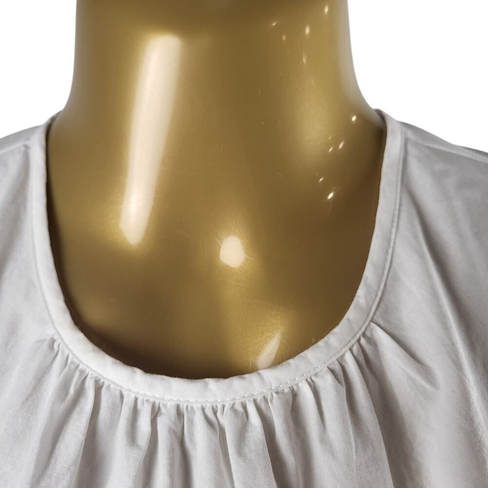 Ramy Brook XXS White All Cotton Smocked Tank Top Cropped Waist Ruffle Pullover - Picture 10 of 14